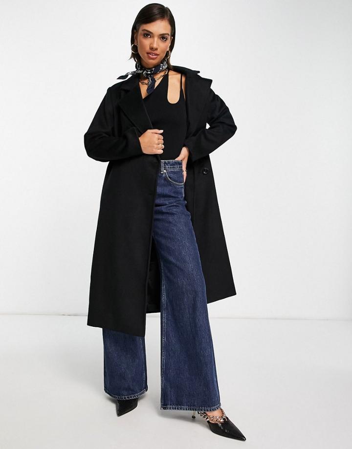 Y.a.s Asymmetric Coat In Black