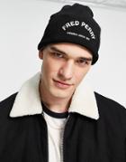 Fred Perry Arch Branded Beanie In Black