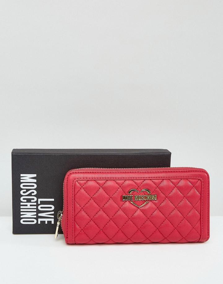 Love Moschino Quilted Heart Logo Purse - Pink