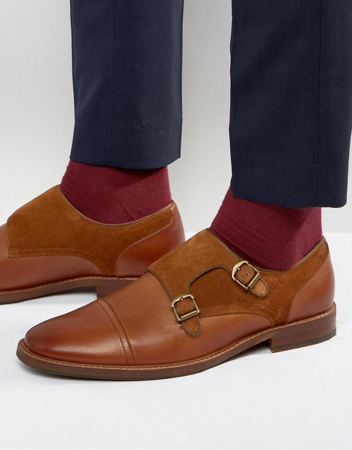 Aldo Ellmore Leather Suede Mix Monk Shoes - Brown