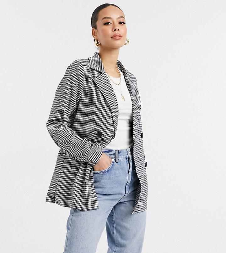 Parisian Tall Oversized Blazer In Check-grey
