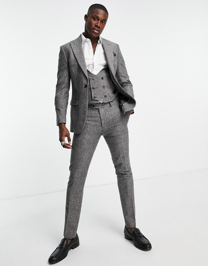 Topman Skinny Suit Trousers In Grey