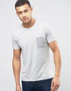 Selected Homme Tee With Stripe Pocket - Gray