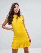 Missguided Drop Hem Swing Dress - Yellow