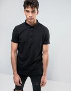 Brave Soul Polo Shirt With Bubble Effect - Black