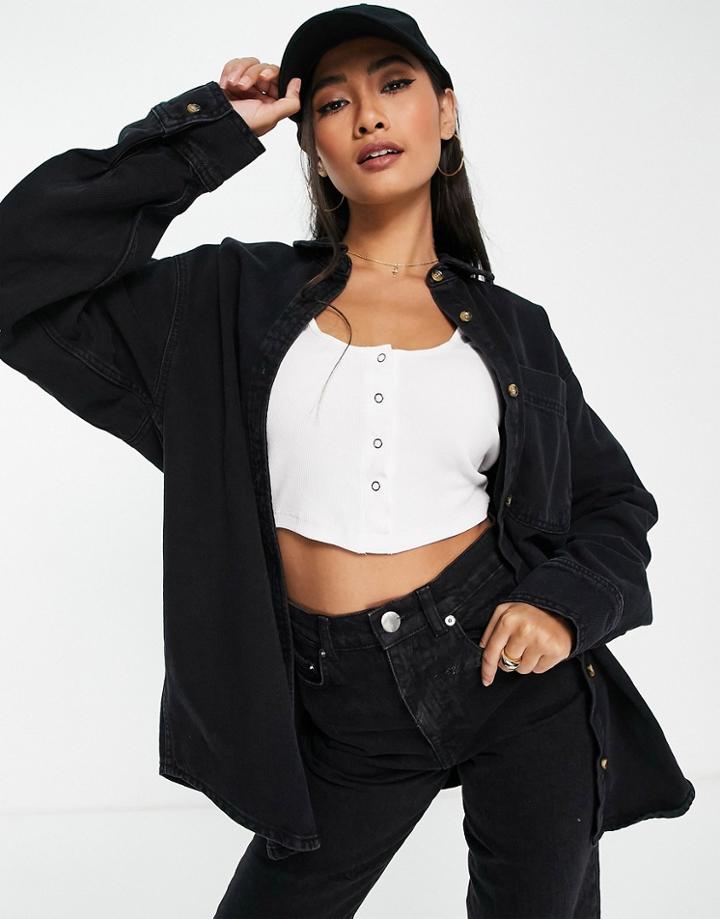 Asos Design Denim 'original' Shirt In Washed Black