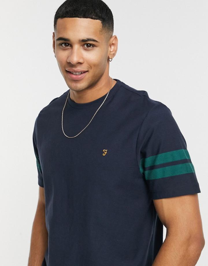 Farah Stareton Arm Cuff Logo T-shirt In Navy