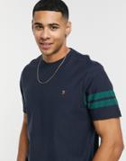 Farah Stareton Arm Cuff Logo T-shirt In Navy