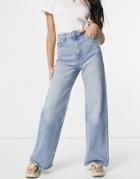 & Other Stories Treasure Cotton Wide Leg High Rise Jeans In Fisher Blue-blues