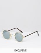 Reclaimed Vintage Round Sunglasses With Mirrored Lens - Gold