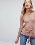 Brave Soul Sweater With Belted Waist - Pink
