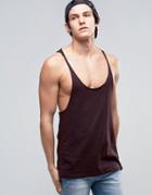 Asos Tank With Raw Edge Extreme Racer Back In Oxblood - Red