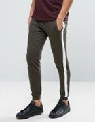 Brave Soul Wide Striped Zip Pocket Sweat Pants - Green