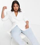 Asos Design Curve Tux Blazer In Ivory-white