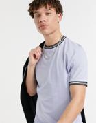 Asos Design Organic T-shirt In Lilac With Contrast Tipping-purple