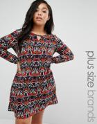 Brave Soul Plus Dress With Cut Out Neckline - Multi