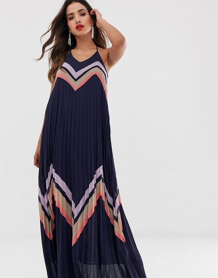 Y.a.s Color Block Pleated Maxi Dress - Black