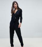 Y.a.s Tall Homi Wrap Front Jumpsuit - Black