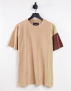 Liquor N Poker Oversized T-shirt In Brown Polar Fleece With Tonal Paneling - Part Of A Set