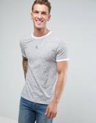 Asos T-shirt In Texture Fabric With Contrast Binding On Neck And Cuff - Gray