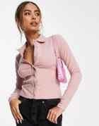 Urban Revivo Polo Neck Long Sleeve Top In Pink