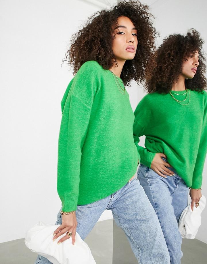 Asos Edition Crew Neck Sweater In Bright Green