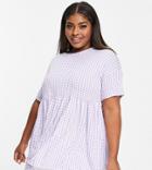 Yours Smock Dress In Lilac Gingham-multi
