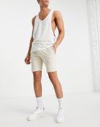 Asos Design Lightweight Skinny Jersey Shorts In Beige - Beige-neutral