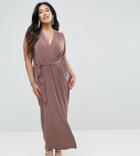 Club L Plus Waterfall Drape Detail Maxi Dress - Pink