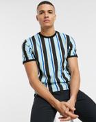 Threadbare Organic Cotton Stripe T-shirt In Blue
