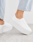 Asos Design Defender Chunky Flatform Lace Up Sneakers In White