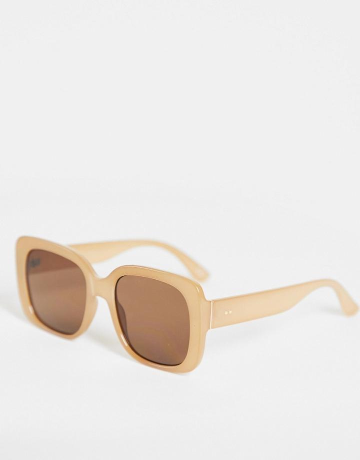 Asos Design Recycled Frame Oversized 70s Square Sunglasses In Milky Brown