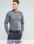 Noak Skinny Shirt With Mandarin Collar - Gray
