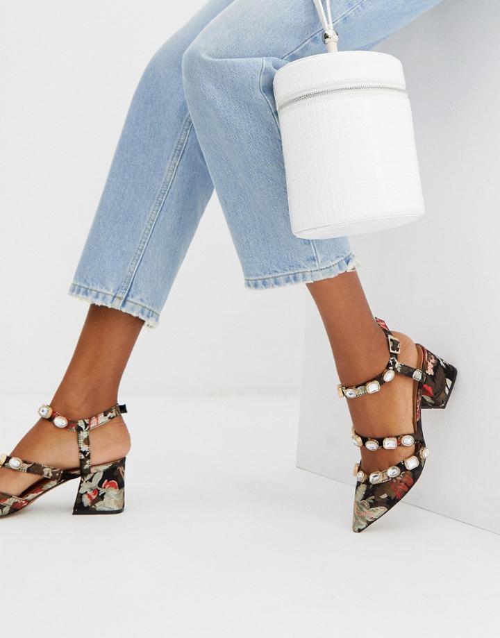 Asos Design Saffron Embellished Mid Heels - Multi