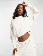 Reebok Natural Dye Cropped Hoodie In Off White