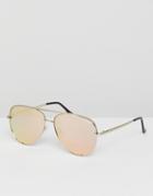 Quay Australia X Desi High Key Mini Aviator Sunglasses In Gold - Gold