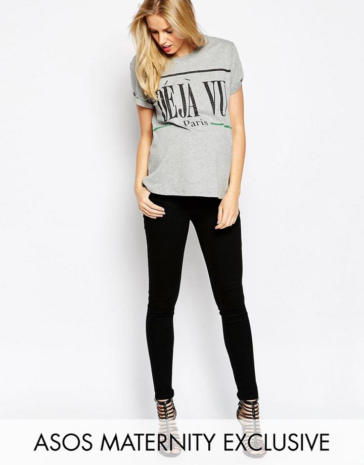 Asos Maternity Ridley Skinny Jean In Clean Black With Under The Bump Waistband - Black