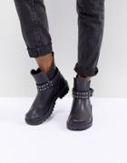 Asos Design Graduate Studded Biker Rain Boots - Black