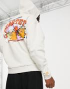 Crooked Tongues Hoodie With Cat Music Print In Cream-grey