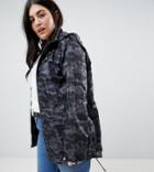 Brave Soul Plus Oxford Lightweight Jacket In Camo - Gray
