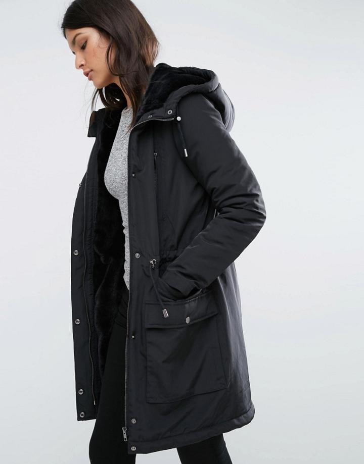 Y.a.s Calvein Padded Parka Coat - Black