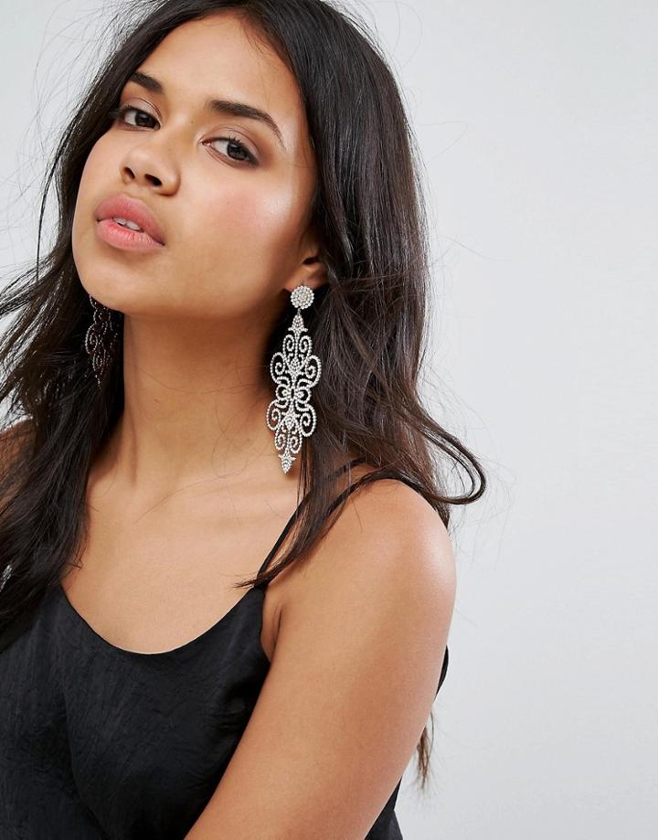 Loverocks London Rhinestone Stamp Statement Earrings - Gold