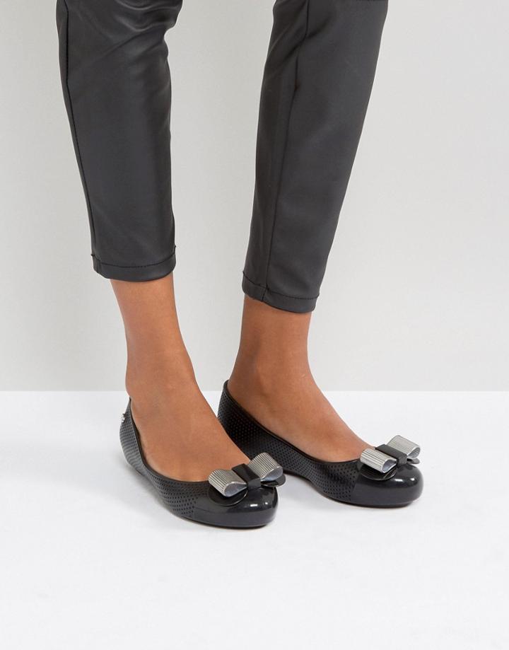 Zaxy By Melissa Bow Trim Ballerina - Black