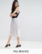 Y.a.s Tall Pleated Metallic Skirt - Silver