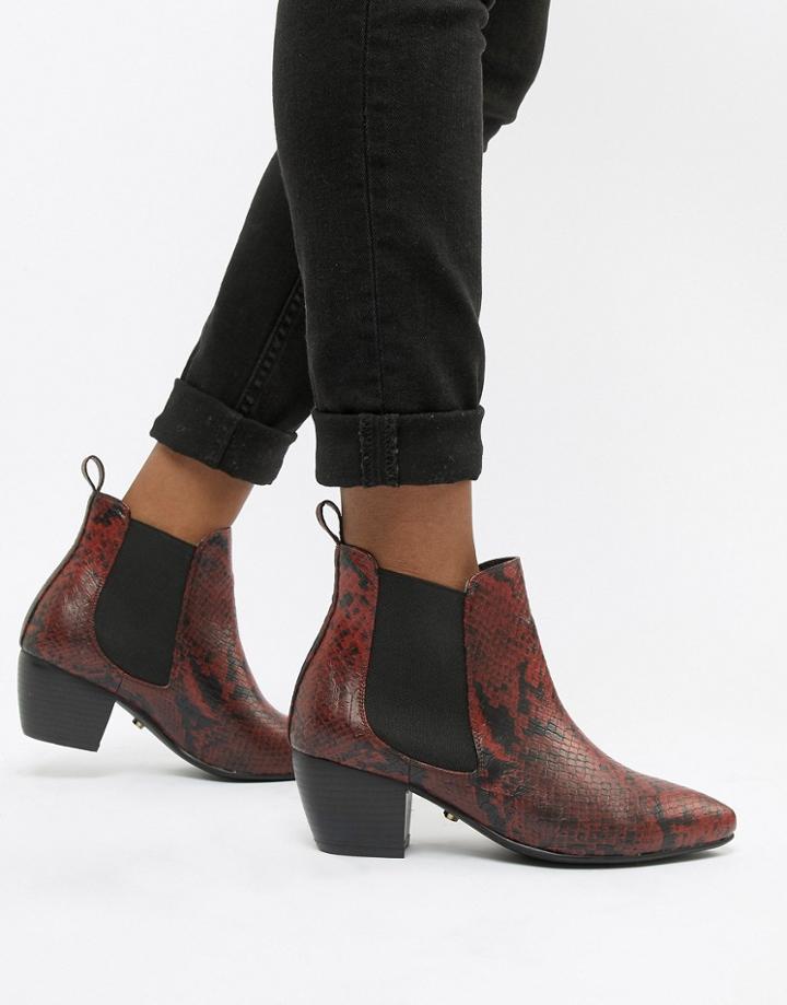 Oasis Heeled Chelsea Boots In Red Animal Print - Multi
