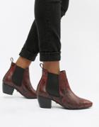 Oasis Heeled Chelsea Boots In Red Animal Print - Multi