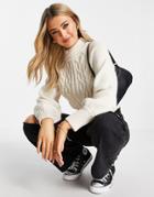 Monki Recycled Cable Knit Sweater In Off White