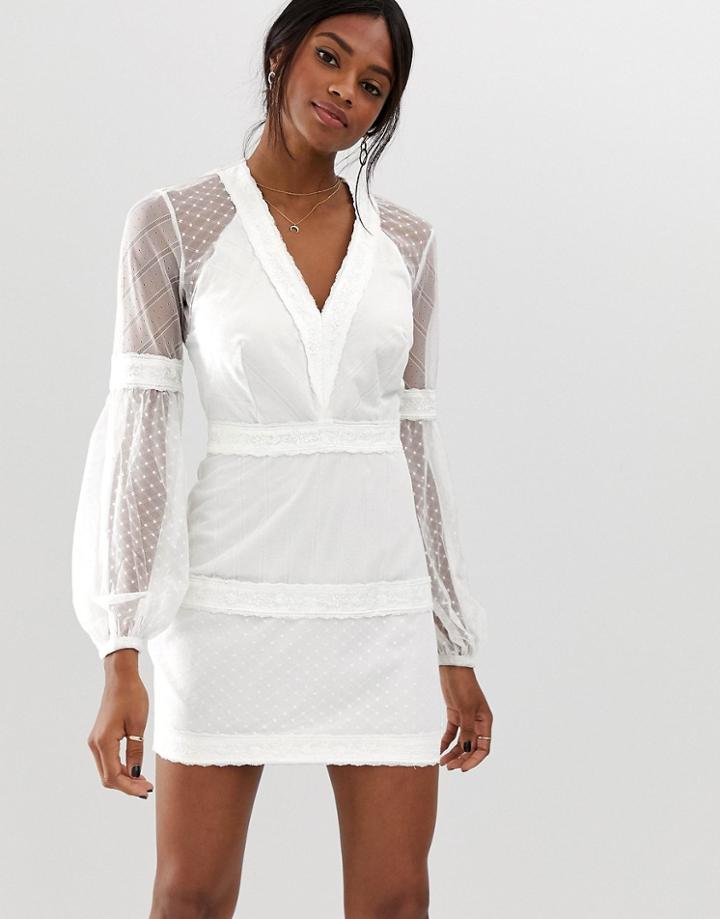 The Jetset Diaries Gardenia Mini Dress With Bubble Sleeves - White