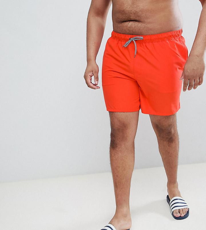 Asos Design Plus Swim Shorts In Red In Mid Length - Red