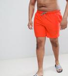 Asos Design Plus Swim Shorts In Red In Mid Length - Red